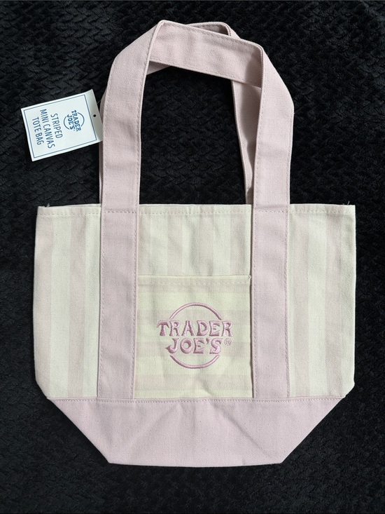 Trader Joe'S Other - Trader Joe's Pink Striped Mini Canvas Tote Bag
